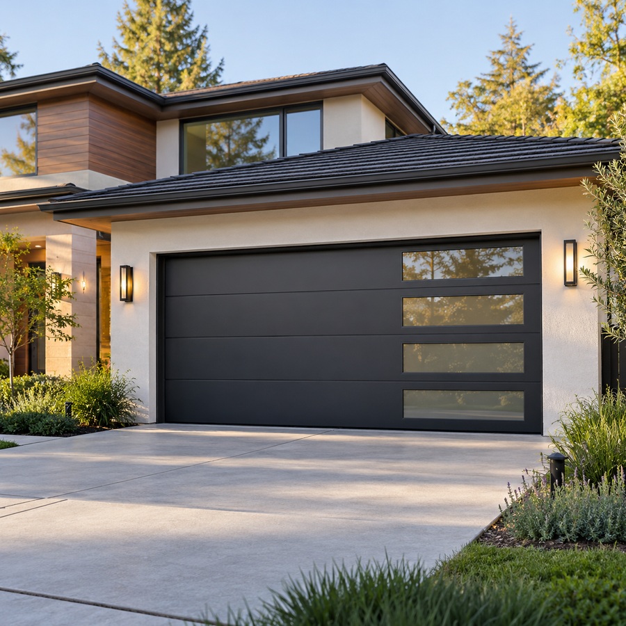 Finished residential garage door installation